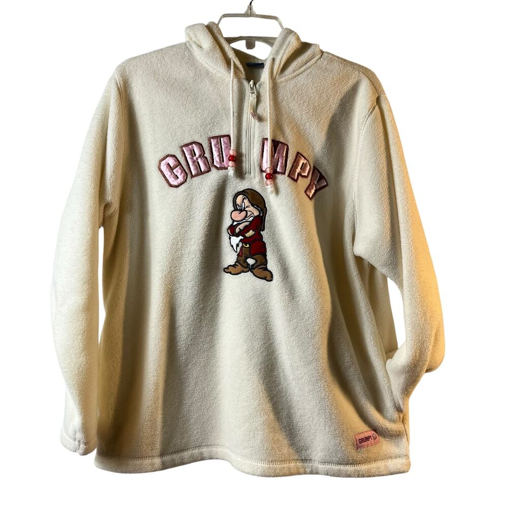 Disney Grumpy Hooded Fleece Pullover 1/4 Zip Pockets Small (2958)